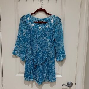 Dana Kay Blue Floral Blouse